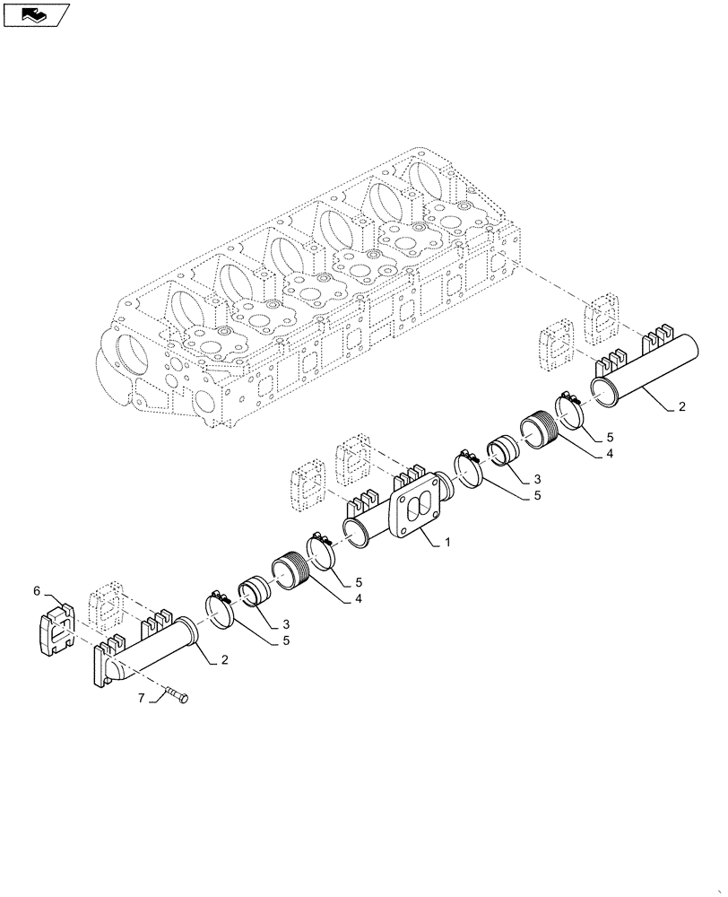 Схема запчастей Case IH STX430 - (02-31) - EXHAUST MANIFOLD, STX & STEIGER 380 / 430 (02) - ENGINE