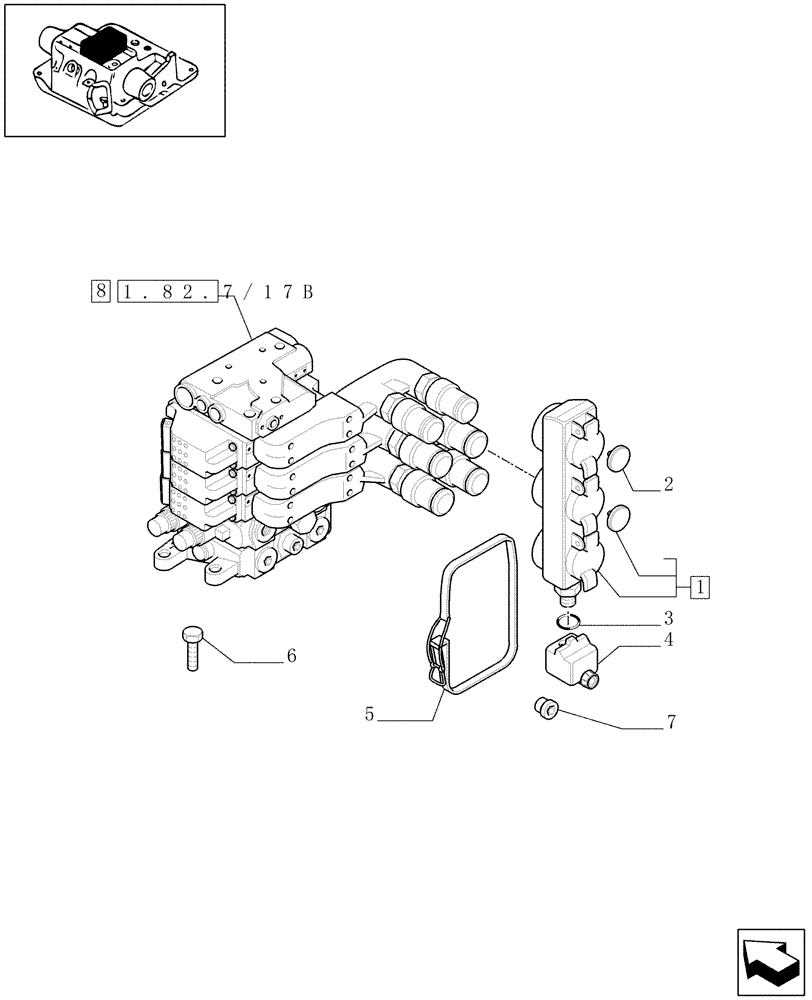 Схема запчастей Case IH MAXXUM 140 - (1.82.7/17[01A]) - 3 CCLS (EDC) ELECTRONIC CONTROL VALVES (EHS1) AND ASSOCIATED PARTS - D6690 - C6788 (VAR.330856) (07) - HYDRAULIC SYSTEM