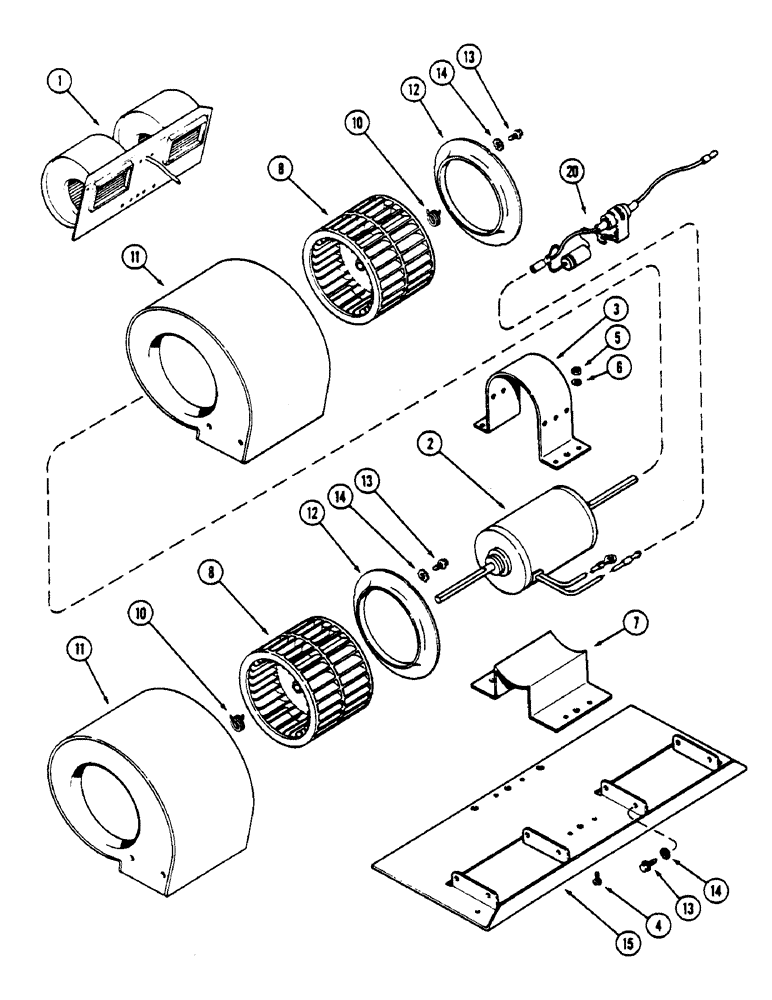 Схема запчастей Case IH 4690 - (9-414) - CAB, BLOWER ASSEMBLY, WITH 3-23/64" (85.33 MM) WIDE FAN, CAB SERIAL NUMBER 12054687 & AFTER (09) - CHASSIS/ATTACHMENTS