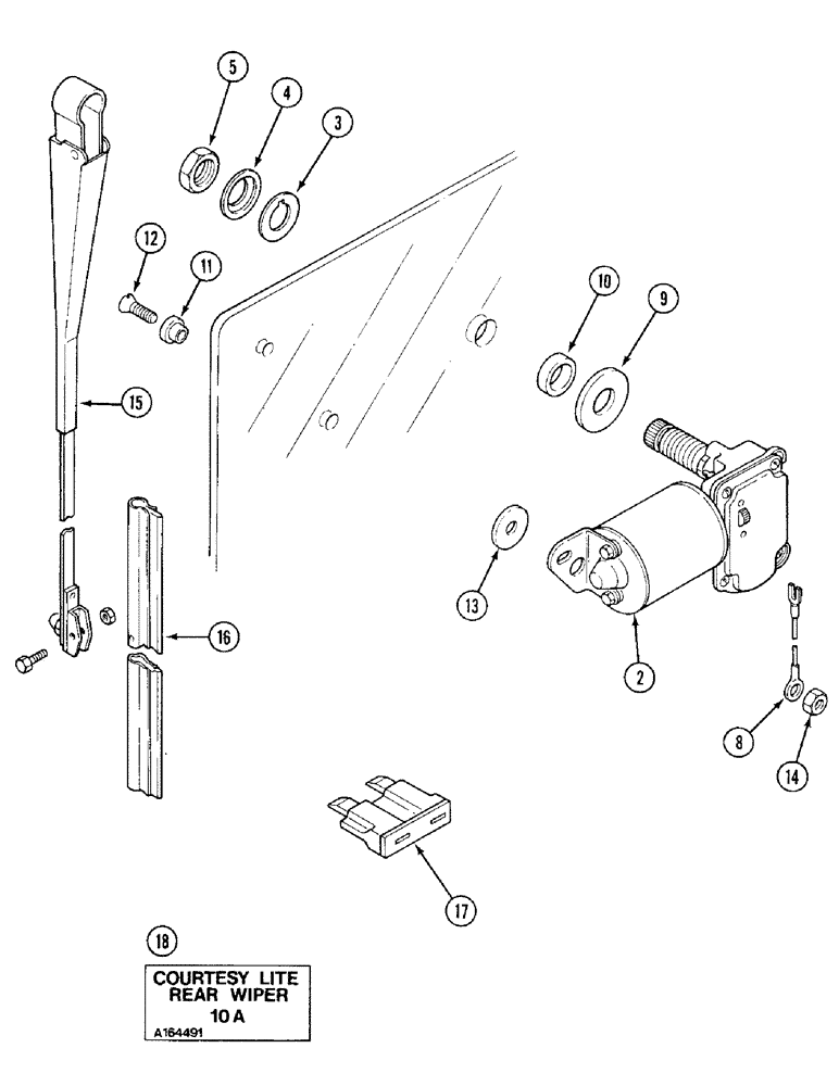 Схема запчастей Case IH 1394 - (4-100) - REAR WINDOW WIPER, NORTH AMERICA ONLY (04) - ELECTRICAL SYSTEMS