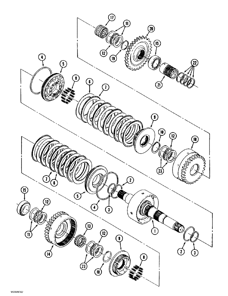 Схема запчастей Case IH 9380 - (6-018) - POWER SHIFT TRANSMISSION ASSEMBLY, 7 INCH INPUT CLUTCH PACK ASSEMBLY (06) - POWER TRAIN