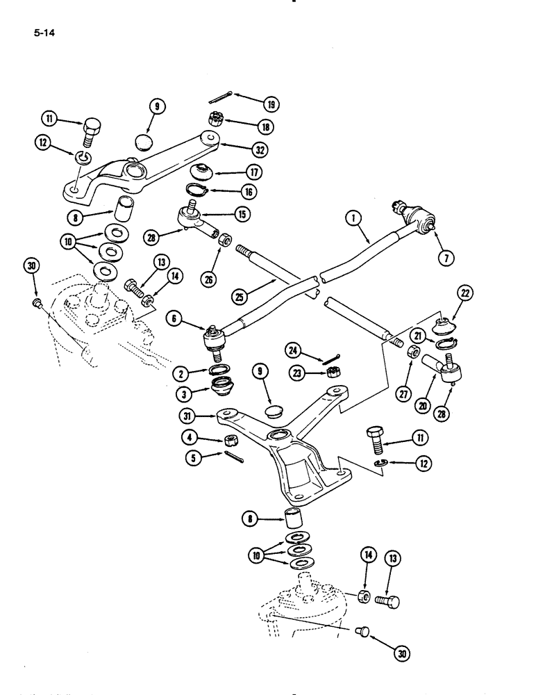 Схема запчастей Case IH 235 - (5-14) - TIE ROD AND STEERING LINKAGE, MFD TRACTOR (05) - STEERING