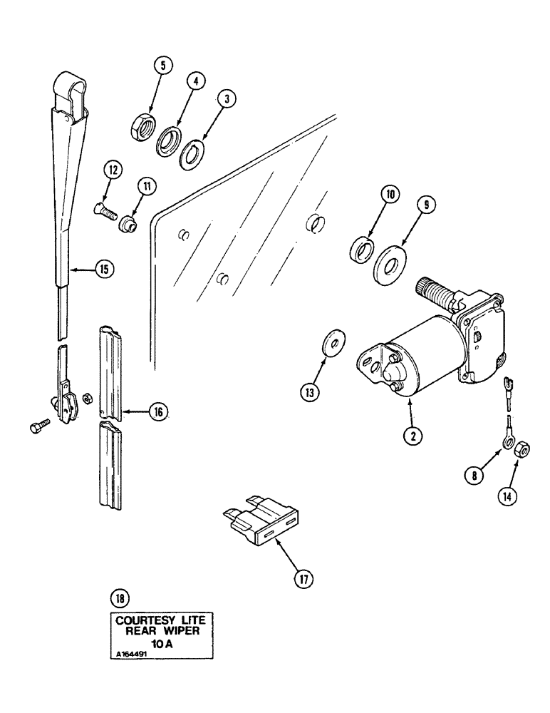 Схема запчастей Case IH 1594 - (4-94) - REAR WINDOW WIPER, NORTH AMERICA ONLY (04) - ELECTRICAL SYSTEMS