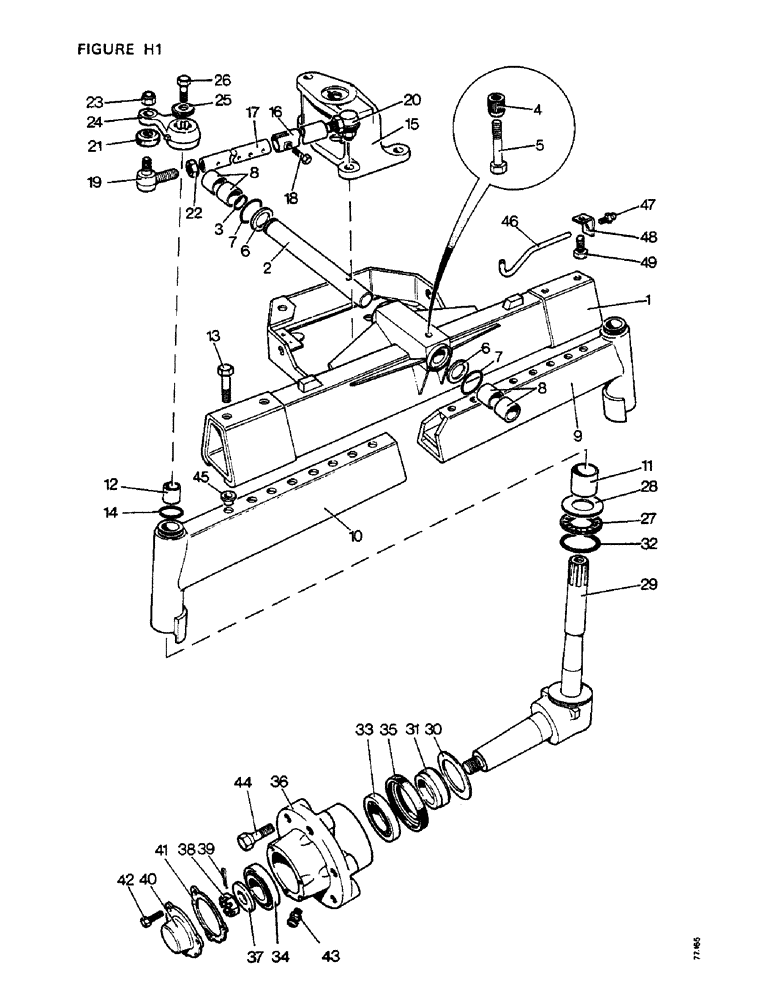 Схема запчастей Case IH 1410 - (H01-1) - STEERING&FRONT AXLE, FRONT AXLE 2WD TRAC., [A] 1410, 1410Q, 1410SK, 1412, 1412Q,1412SK [B] 1412G Steering & Front Axle