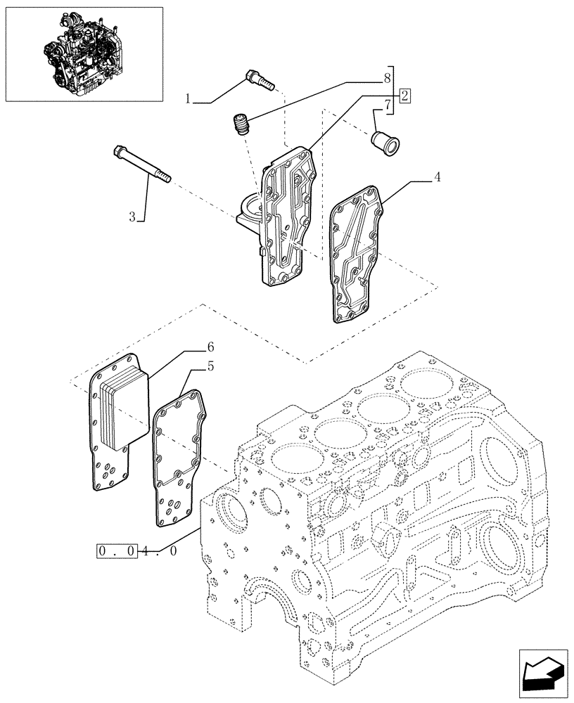 Схема запчастей Case IH JX1090U - (0.31.5/01) - HEAT EXCHANGER - ENGINE (01) - ENGINE