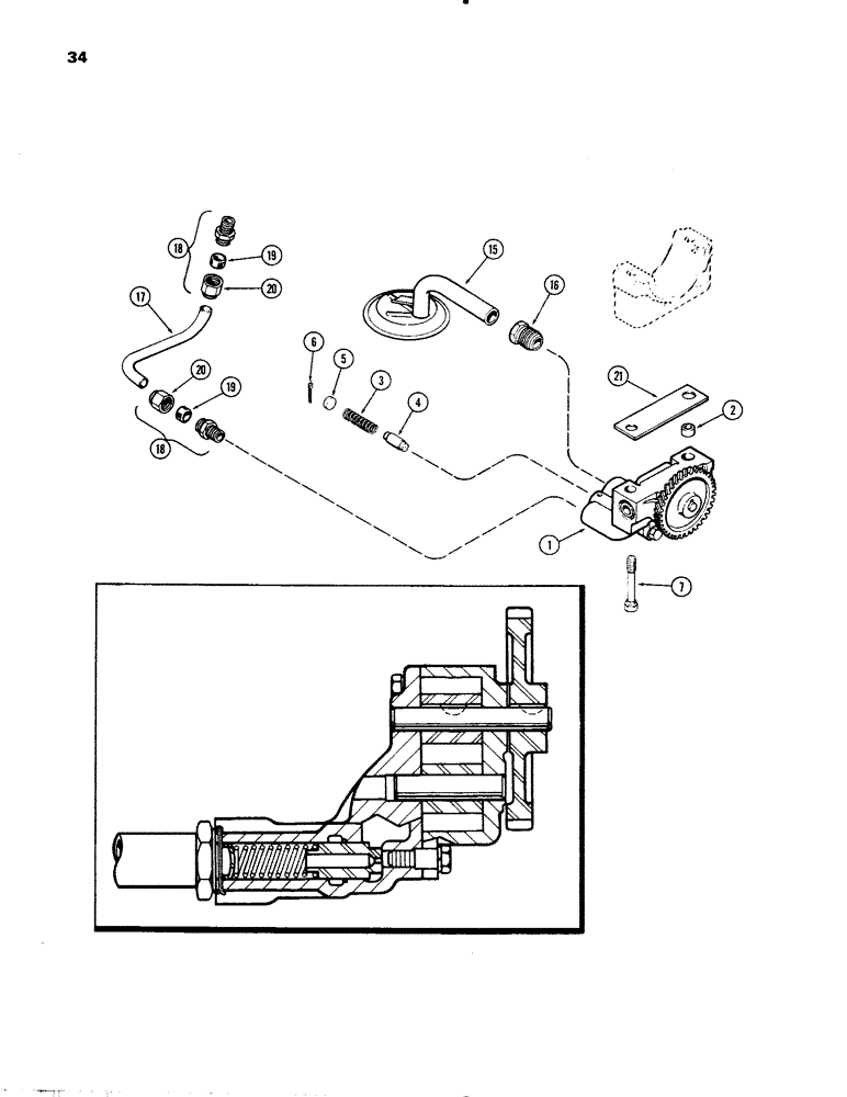 Схема запчастей Case IH 336DT - (034) - FRONT MOUNTED OIL PUMP, ENGINE LESS FUEL DEVICE, 336DT AND 336D DIESEL ENGINES, 56E, 57E 