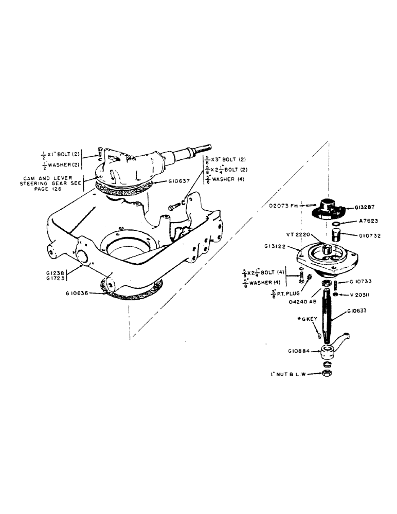 Схема запчастей Case IH 300B-SERIES - (133) - STEERING LEVER, SHAFT AND SUPPORT, UTILITY TRACTORS (05) - STEERING