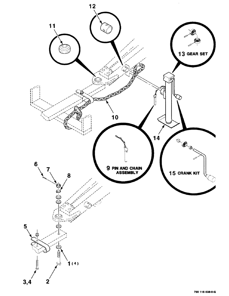 Схема запчастей Case IH 8545 - (7-02) - HITCH, JACK AND CHAIN ASSEMBLY (12) - MAIN FRAME