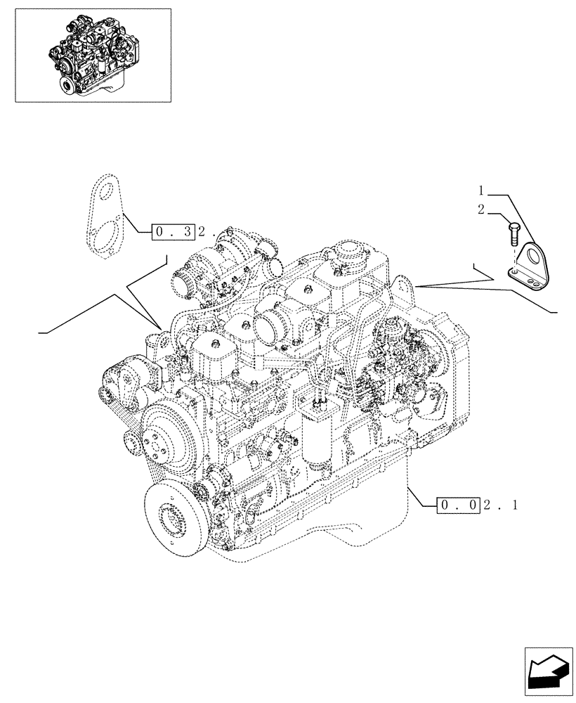 Схема запчастей Case IH PX140 - (0.45.0[01]) - HOOKS - ENGINE (504035165) (02) - ENGINE