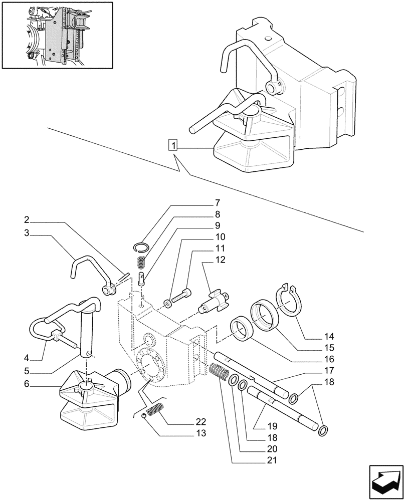 Схема запчастей Case IH JX1070N - (1.89.0/04[02]) - (VAR.897) SWIVEL HOOK FOR EEC, VERTICAL ADJUST SLIDING - C5635 (09) - IMPLEMENT LIFT