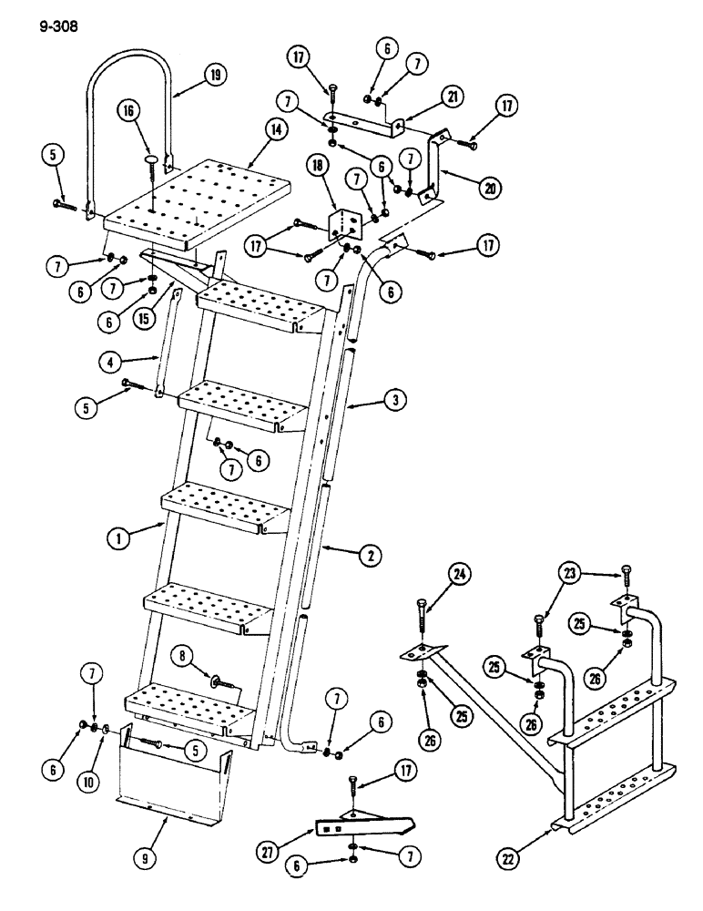 Схема запчастей Case IH 1822 - (9-308) - STEPS AND LADDERS, 1822 COTTON PICKER (12) - CHASSIS