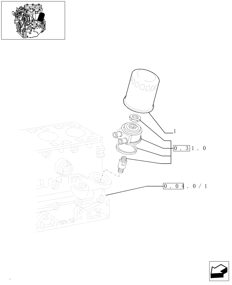 Схема запчастей Case IH JX1070C - (0.30.2/01) - OIL FILTER (01) - ENGINE