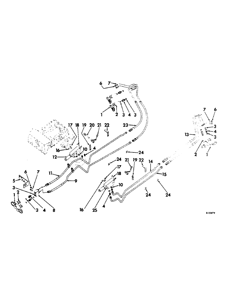 Схема запчастей Case IH 504 - (233) - HYDRAULIC SYSTEM, AUXILIARY VALVES AND MANIFOLD TUBES, FARMALL TRACTORS W/SERIAL NO. 14970 AND ABOVE (07) - HYDRAULIC SYSTEM