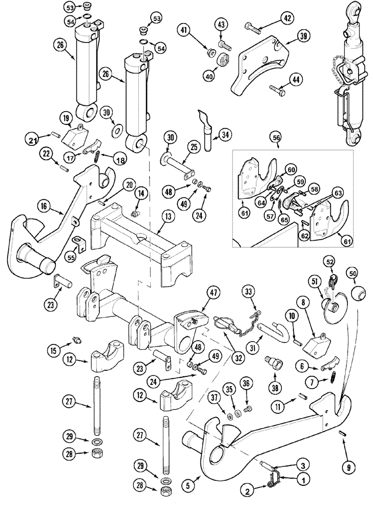 Схема запчастей Case IH MX100 - (09-82) - THREE POINT HITCH FRONT (09) - CHASSIS/ATTACHMENTS