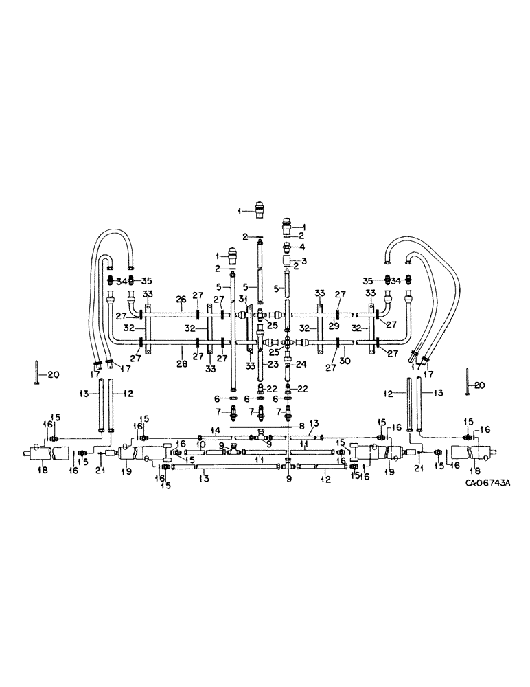 Схема запчастей Case IH 133 - (A-16) - HYDRAULIC CONNECTIONS, UNITS AE, AF, AG AND AV, MACHINES (08) - HYDRAULICS