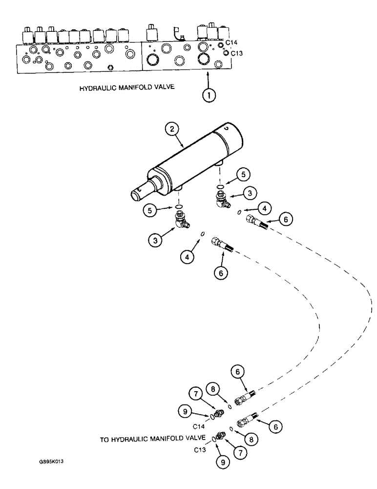 Схема запчастей Case IH 2055 - (8-44) - FAN ENGAGEMENT CYLINDER SYSTEM (07) - HYDRAULICS