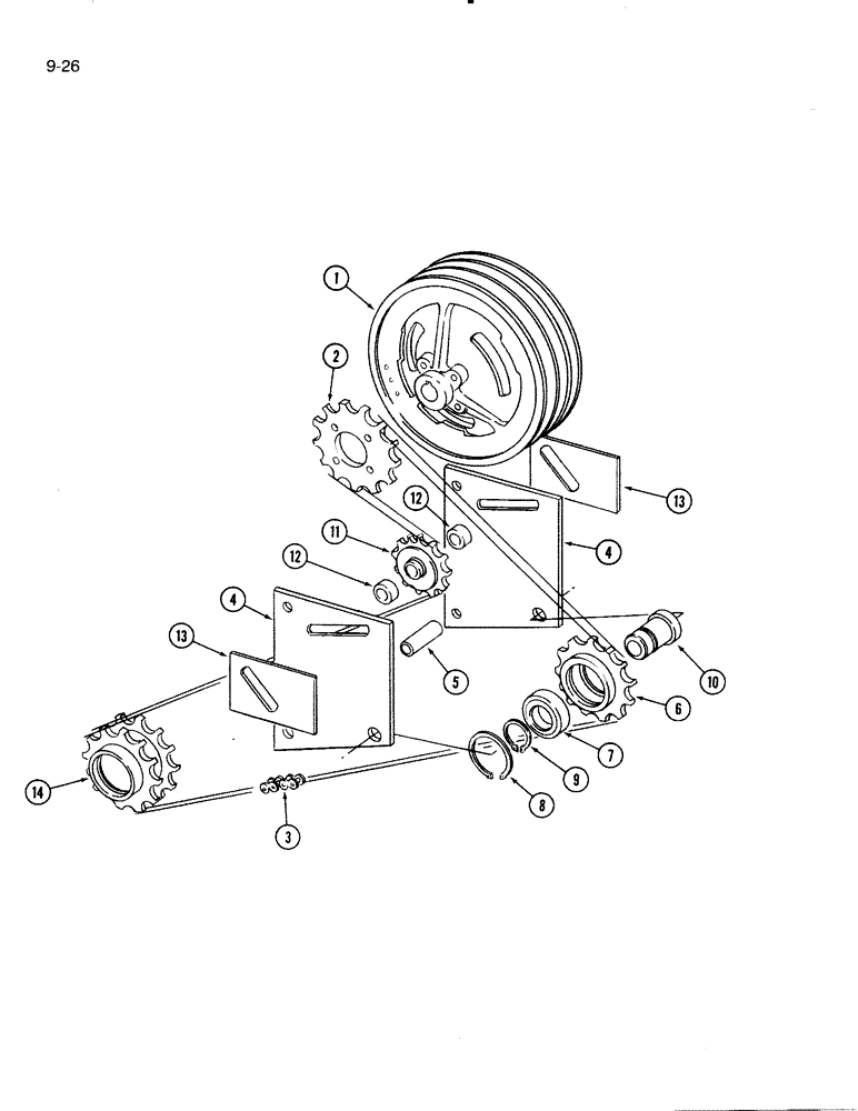 Схема запчастей Case IH 4000 - (9-26) - CONDITIONER UPPER MAIN DRIVE, CHASSIS MOUNTED (09) - CHASSIS/ATTACHMENTS