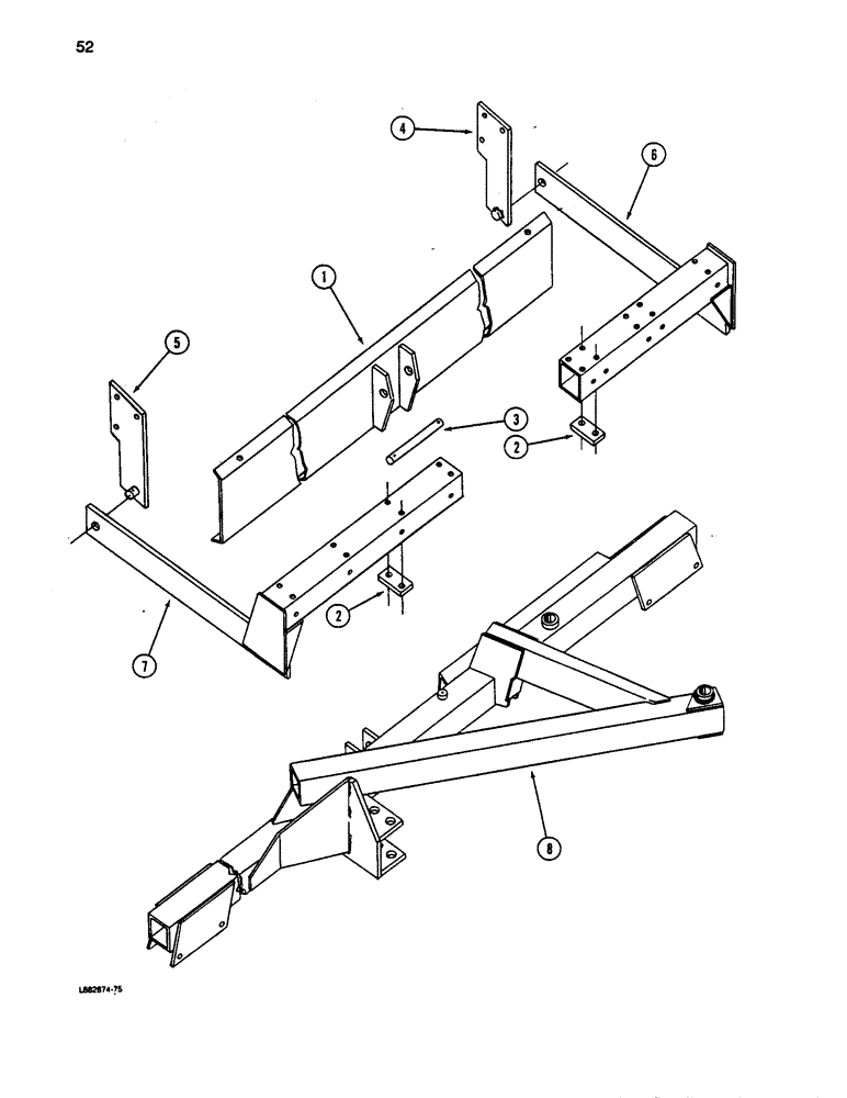 Схема запчастей Case IH 5100 - (052) - TWO DRILL HITCH, FRAME SUPPORTS AND BEAM 