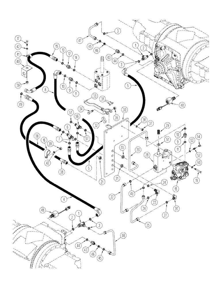 Схема запчастей Case IH STX275 - (08-06) - AXLE HYDRAULICS PARK BRAKE CIRCUIT WITH DIFFERENTIAL LOCKS (08) - HYDRAULICS