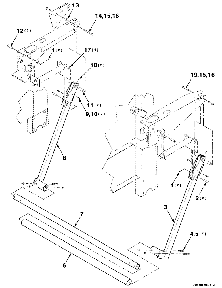 Схема запчастей Case IH 8465T - (5-12) - KICKER ASSEMBLY (16) - BALE EJECTOR