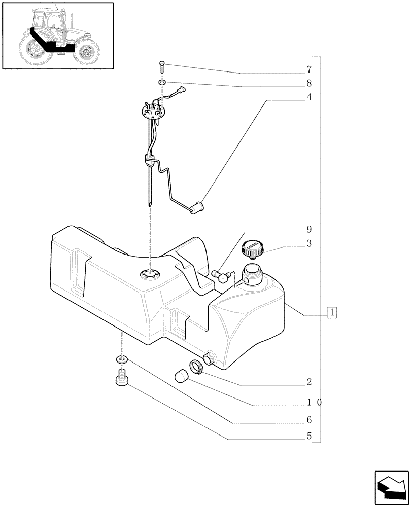 Схема запчастей Case IH JX70 - (1.14.0[01A]) - FUEL TANK - D6060 - C6435 (02) - ENGINE EQUIPMENT