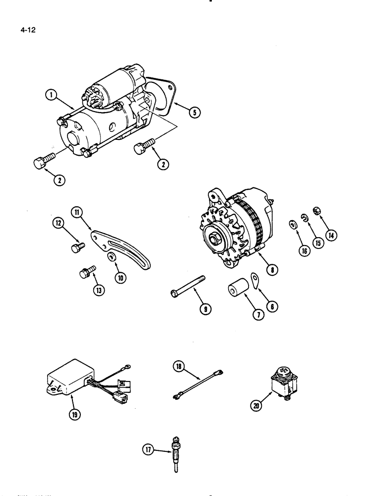 Схема запчастей Case IH 275 - (4-12) - STARTER MOUNTING (04) - ELECTRICAL SYSTEMS