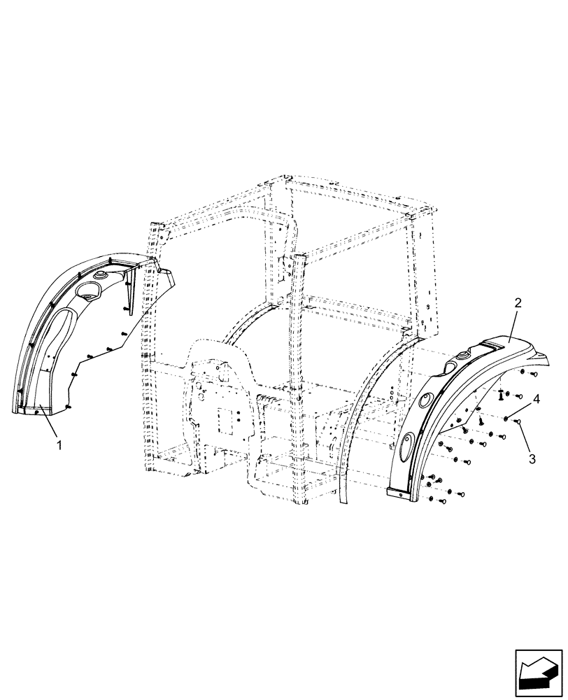 Схема запчастей Case IH DX60 - (10.07) - FENDERS (10) - OPERATORS PLATFORM/CAB