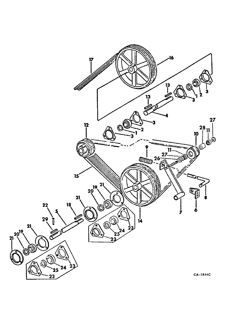 Схема запчастей Case IH 400 - (A-008) - BLOWER DRIVE, BELT DRIVEN 