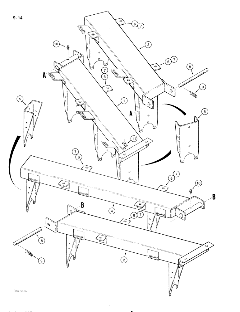 Схема запчастей Case IH 596 - (9-14) - GANG FRAME AND SUPPORT (09) - CHASSIS/ATTACHMENTS