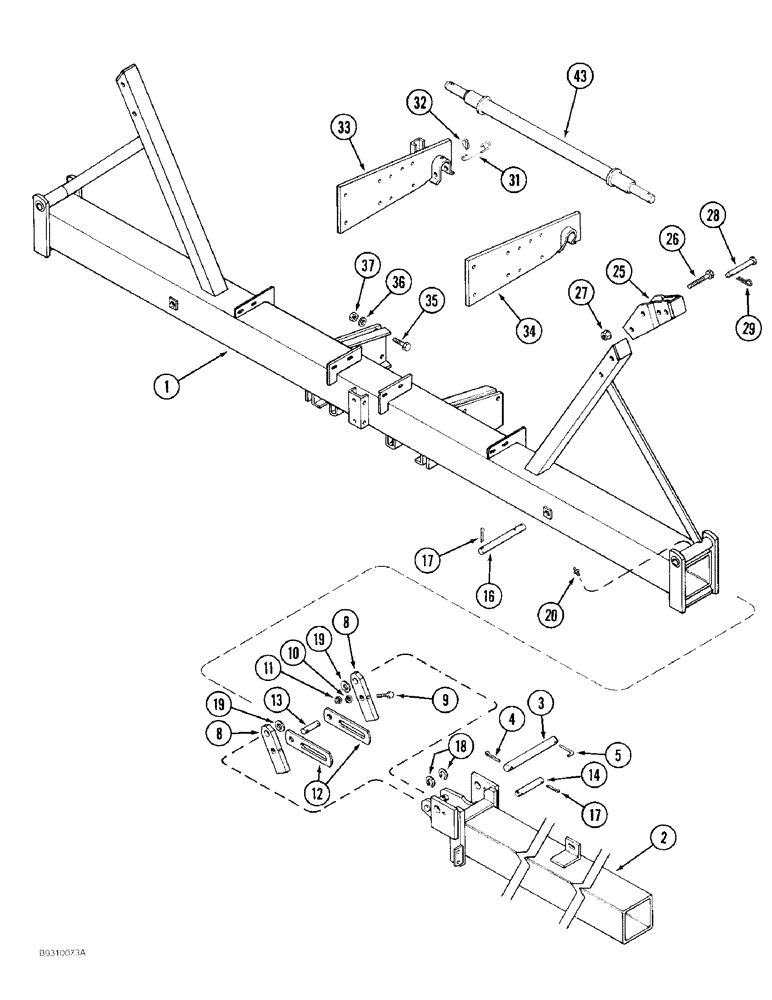 Схема запчастей Case IH 950 - (9A-04) - MAIN FRAME AND WING FRAMES, 8 ROW WIDE, VERTICAL FOLD (09) - CHASSIS/ATTACHMENTS