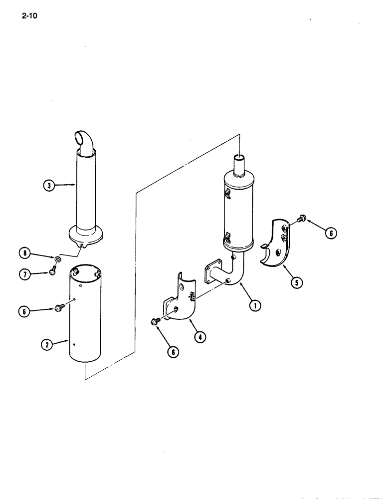 Схема запчастей Case IH 255 - (2-10) - EXHAUST SYSTEM, VERTICAL (02) - ENGINE