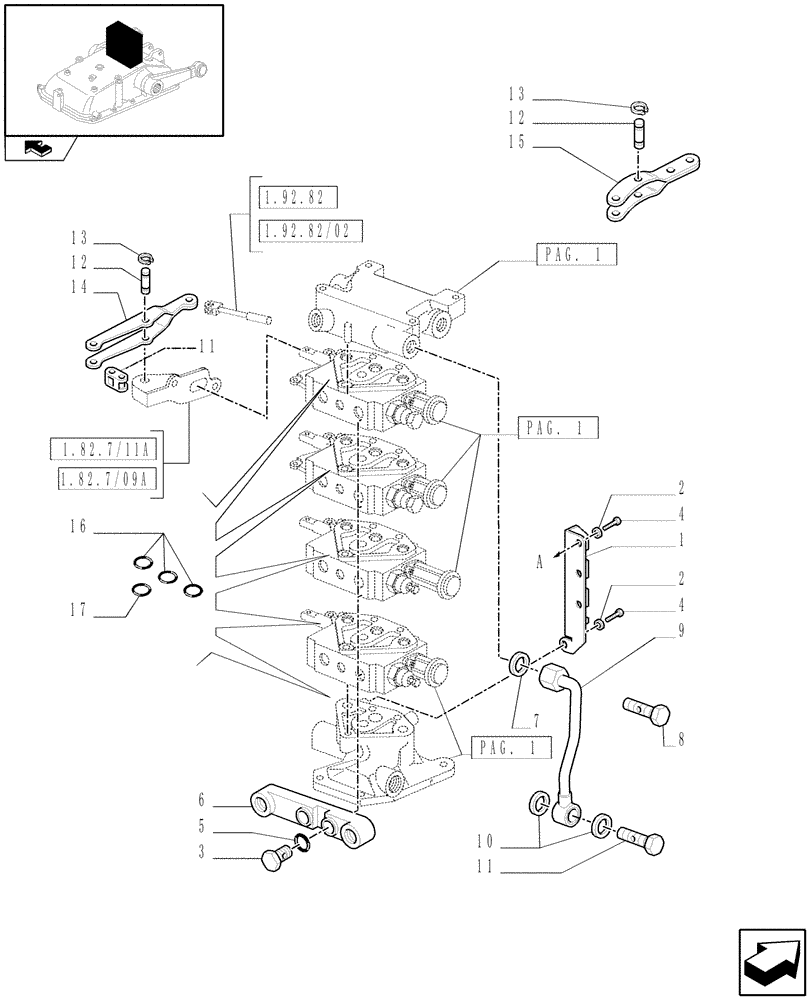 Схема запчастей Case IH FARMALL 95C - (1.82.7/14[02]) - 4 REAR REMOTE VALVES FOR EDC W/HYDRAULIC DIVIDER - QUICK COUPLING (VAR.331166) (07) - HYDRAULIC SYSTEM