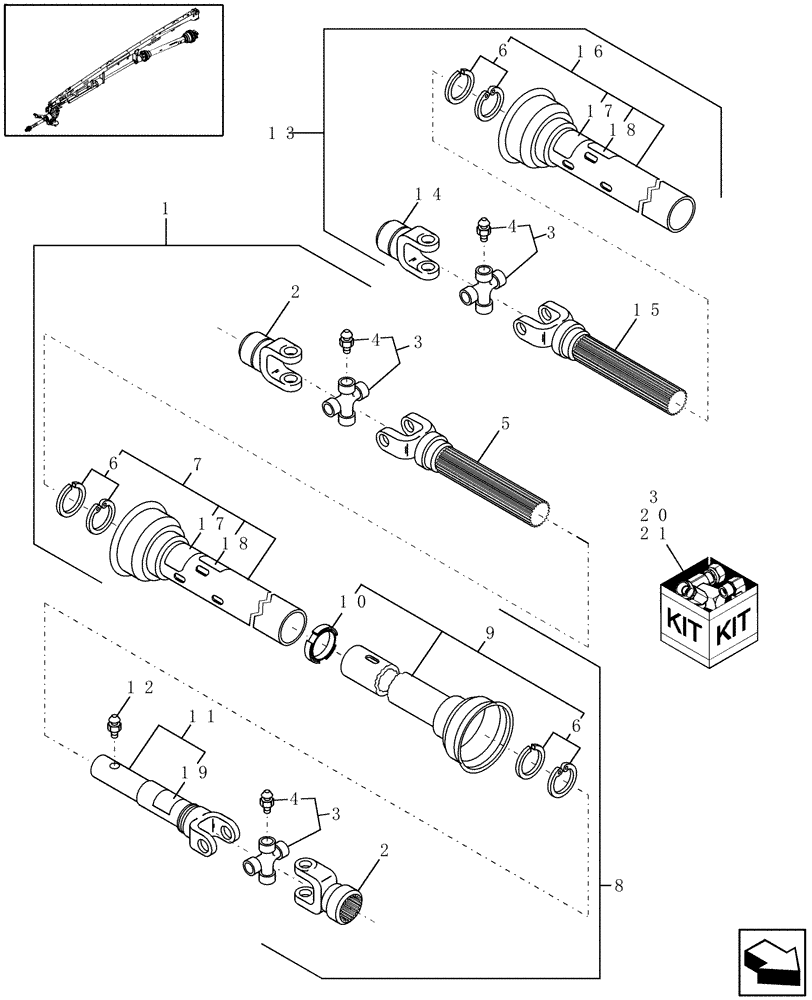 Схема запчастей Case IH DCX161 - (01.01) - PRIMARY PTO (01) - PTO DRIVE SHAFT