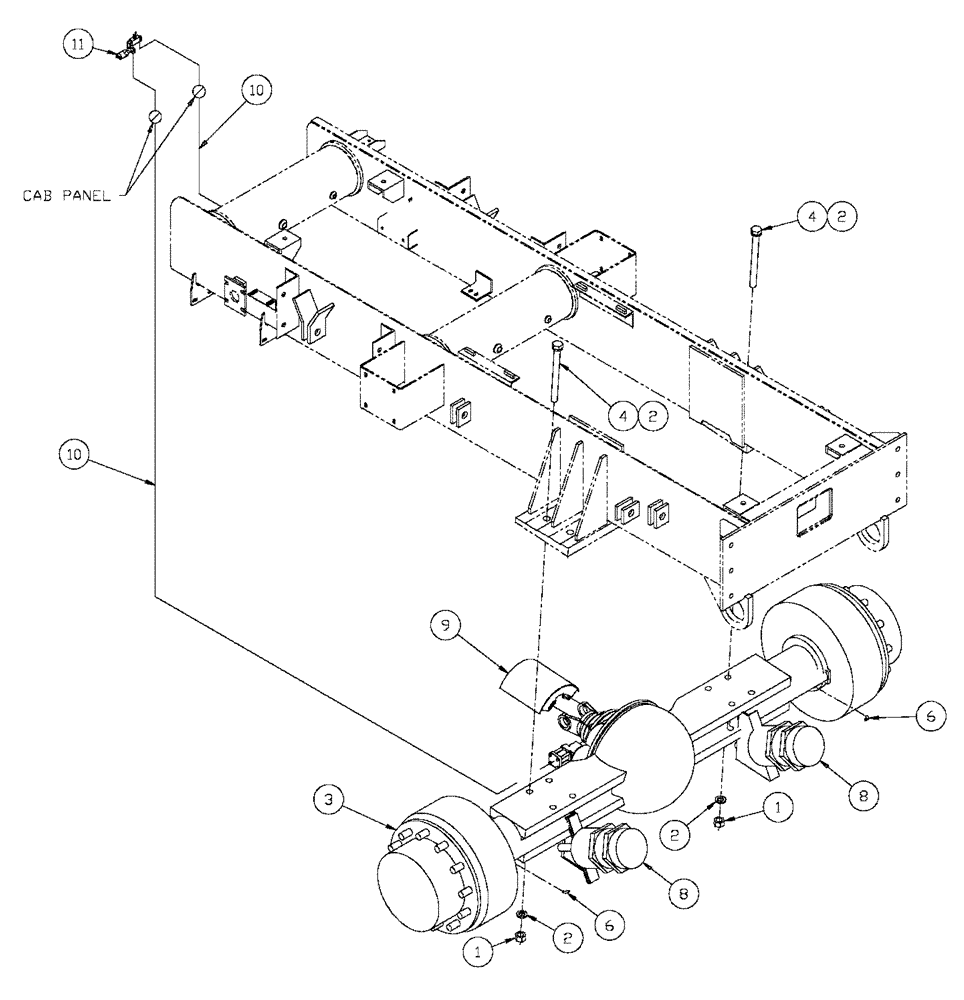 Схема запчастей Case IH FLX3330B - (04-002) - REAR AXLE GROUP Frame & Suspension