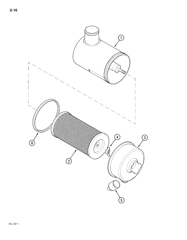 Схема запчастей Case IH 385 - (2-016) - AIR CLEANER, COOPERS (02) - ENGINE