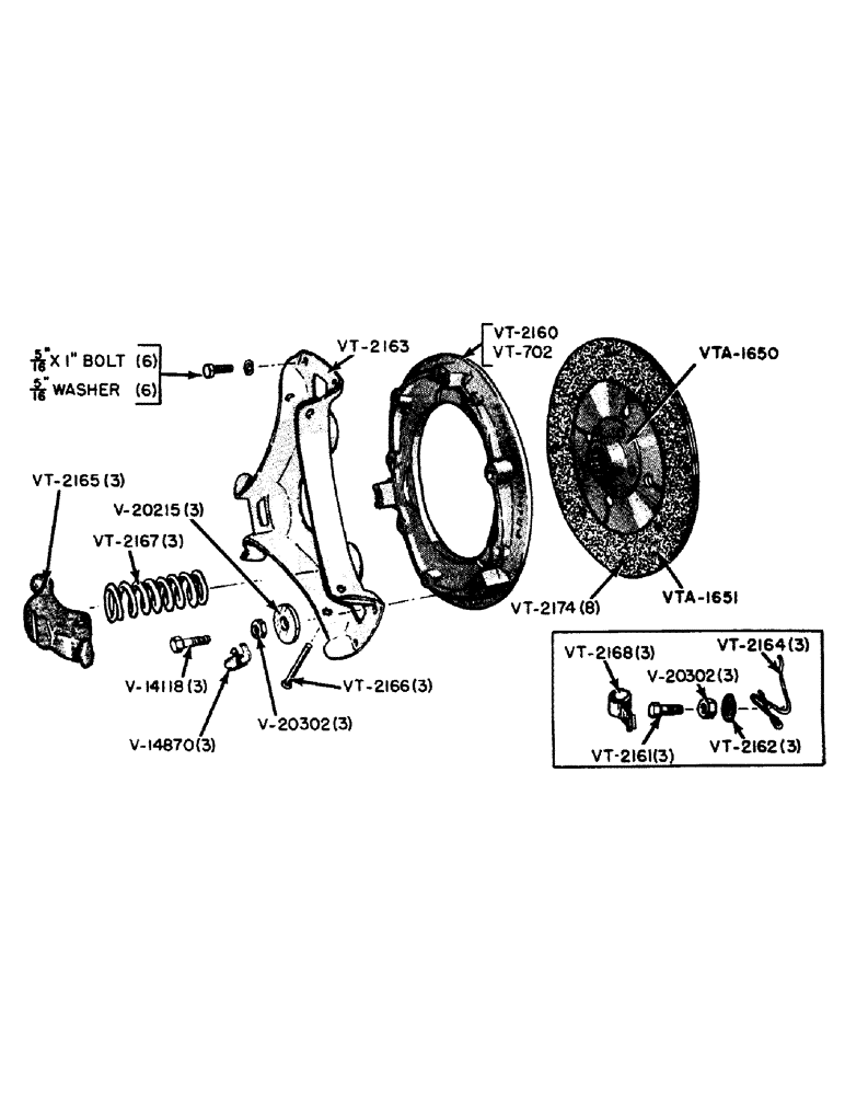 Схема запчастей Case IH VAC11-SERIES - (056) - CLUTCH PRESSURE PLATE AND LINING (06) - POWER TRAIN