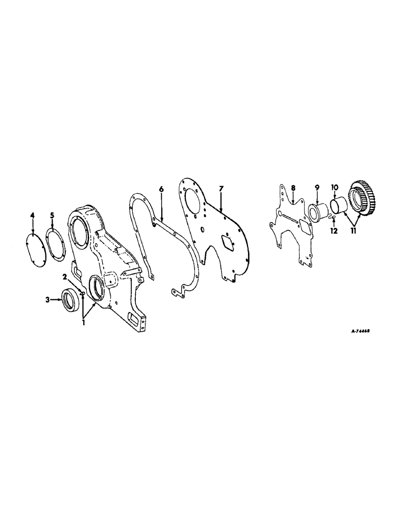 Схема запчастей Case IH 2706 - (D-05) - DIESEL ENGINES, CRANKCASE FRONT COVER AND IDLER GEAR (01) - ENGINE