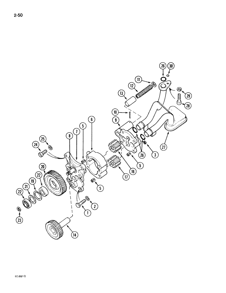 Схема запчастей Case IH 395 - (2-050) - OIL PUMP (02) - ENGINE