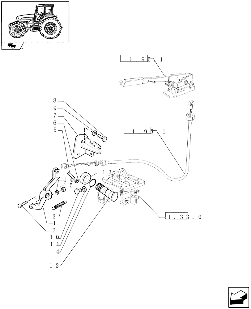 Схема запчастей Case IH FARMALL 85U - (1.67.2) - HANDBRAKE CONTROL (05) - REAR AXLE