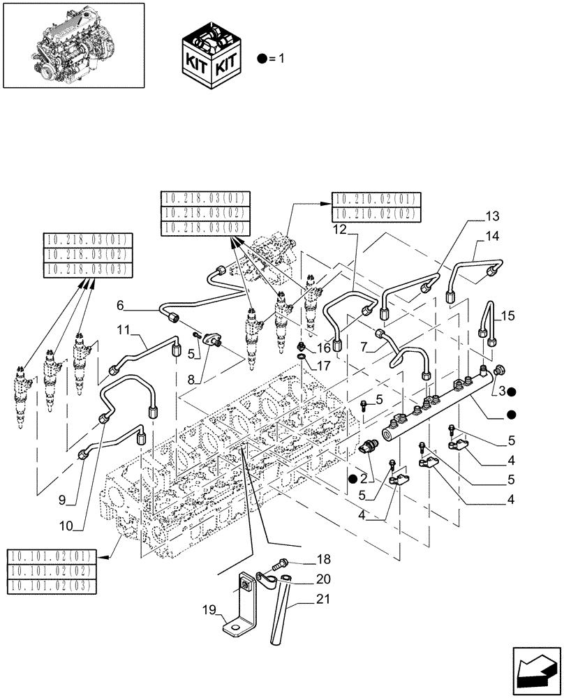 Схема запчастей Case IH 7010 - (10.218.01) - FUEL INJECTION LINES (10) - ENGINE