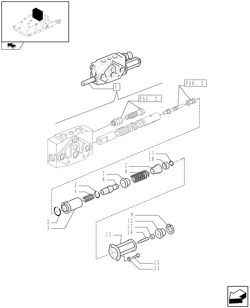 Схема запчастей Case IH FARMALL 75C - (1.82.7/03A[03]) - SIMPLE DOUBLE EFFECT DISTRIBUTOR WITH AUTOMATIC CUTOUT FOR MID-MOUNT - BREAKDOWN (07) - HYDRAULIC SYSTEM