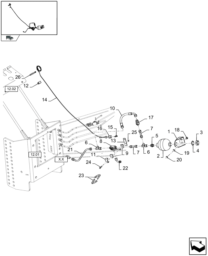 Схема запчастей Case IH LB333R - (07.03[02]) - EMERGENCY BRAKE SYSTEM, FRANCE - D700 (07) - HYDRAULIC SYSTEM