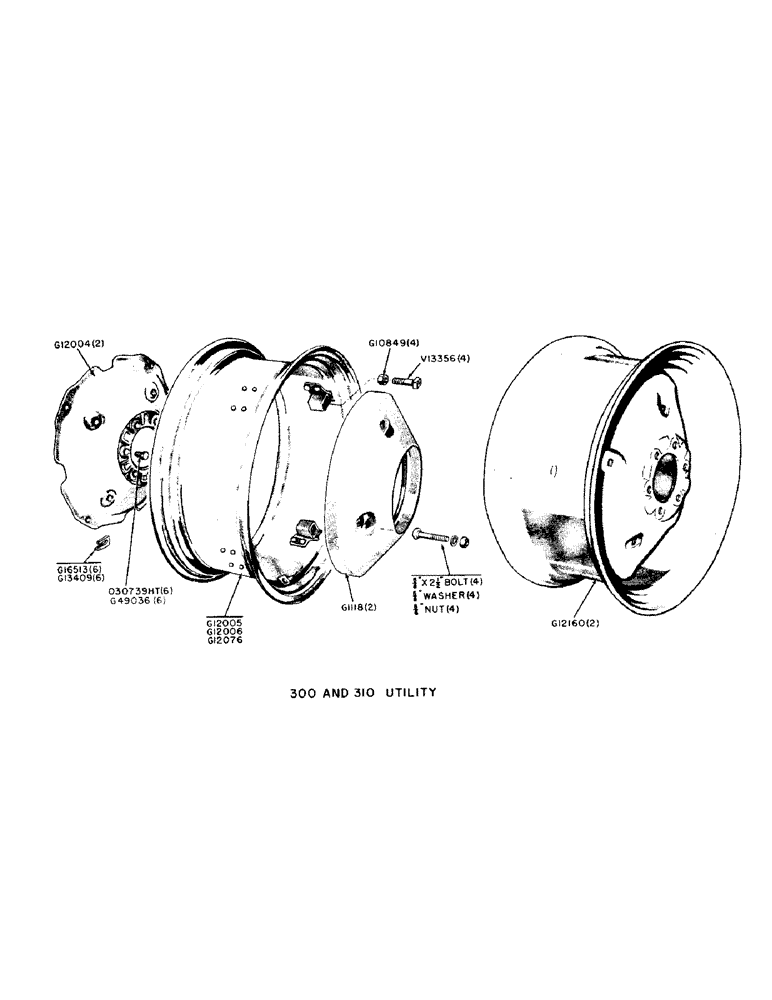 Схема запчастей Case IH 300-SERIES - (119) - REAR WHEEL, RIM AND WEIGHTS, 300-310 UTILITY (06) - POWER TRAIN