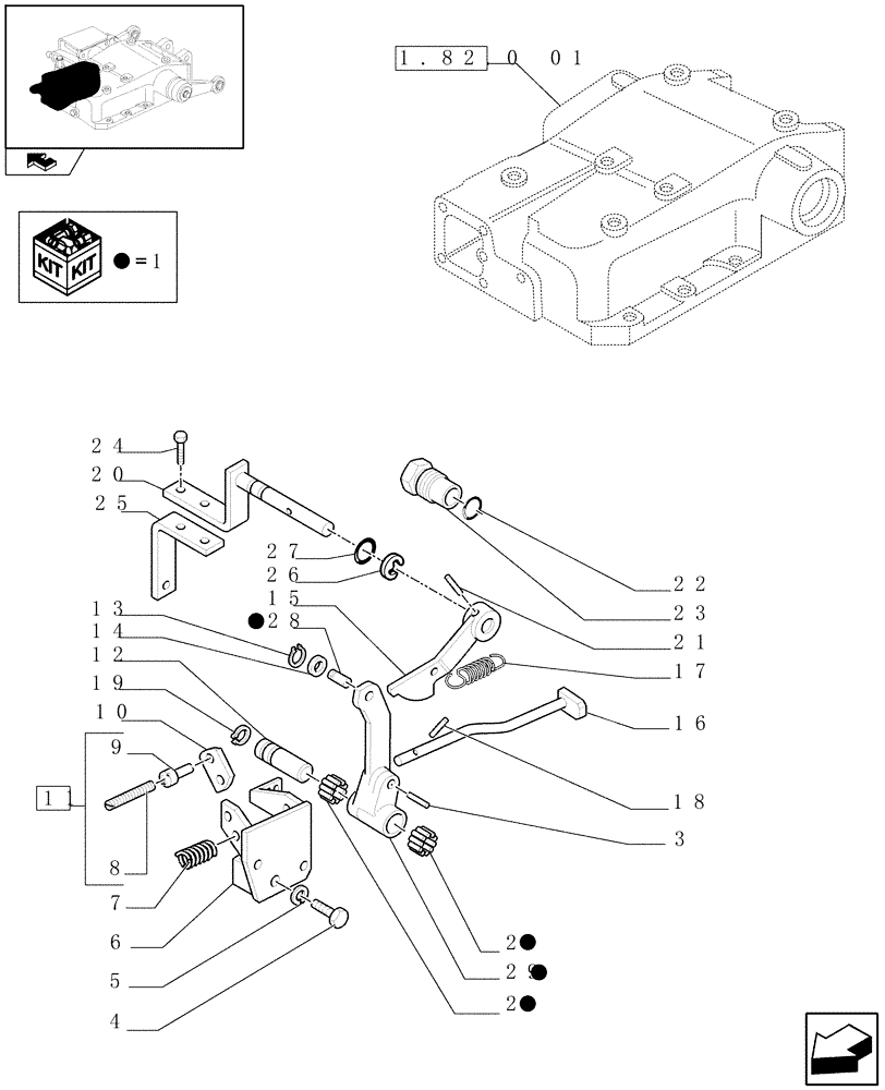 Схема запчастей Case IH FARMALL 60 - (1.82.5[07]) - LIFT CONTROLS - TIE-ROD, LEVER AND BEARING (07) - HYDRAULIC SYSTEM