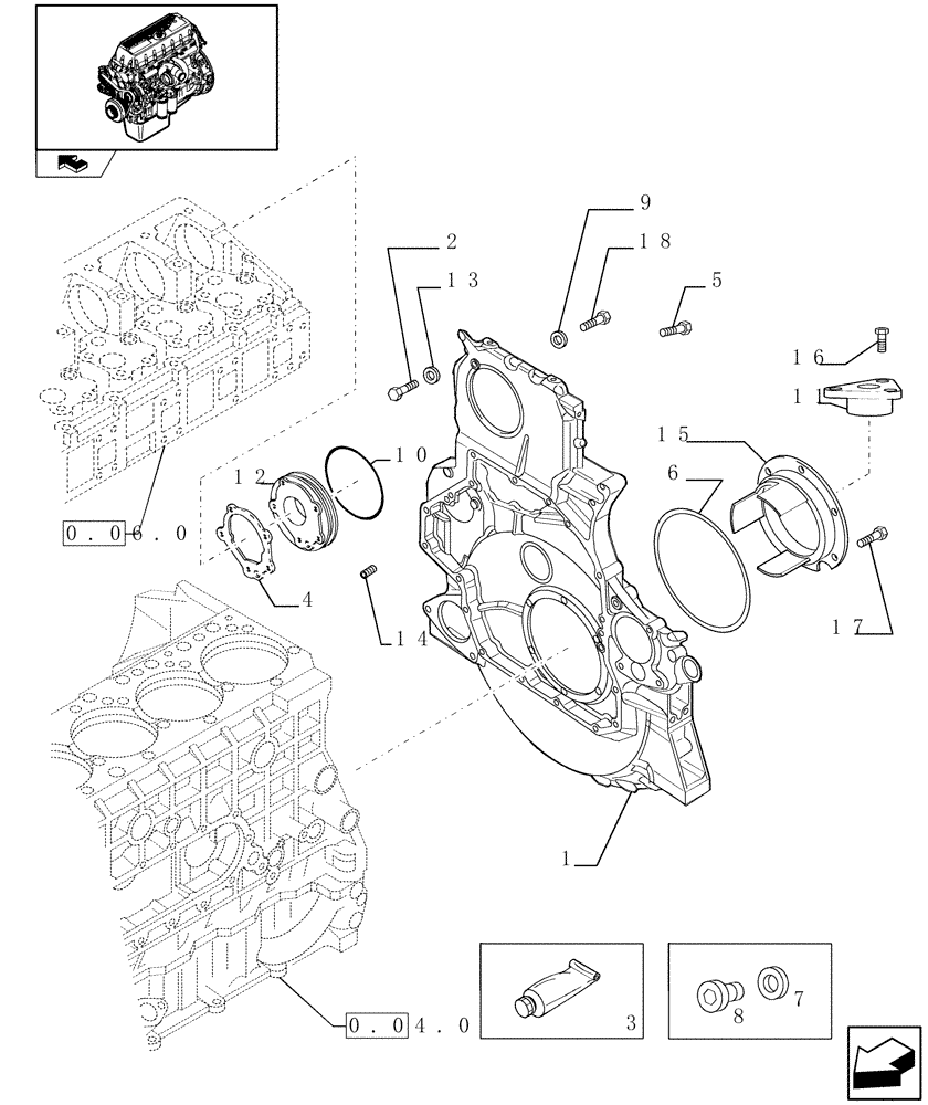 Схема запчастей Case IH F3CE0684A E001 - (0.04.3[01]) - FLYWHEEL CASE (504246687) 