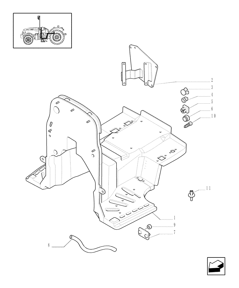 Схема запчастей Case IH JX1070N - (1.92.87[01]) - MUDGUARDS AND FOOTBOARDS - L/CAB (10) - OPERATORS PLATFORM/CAB