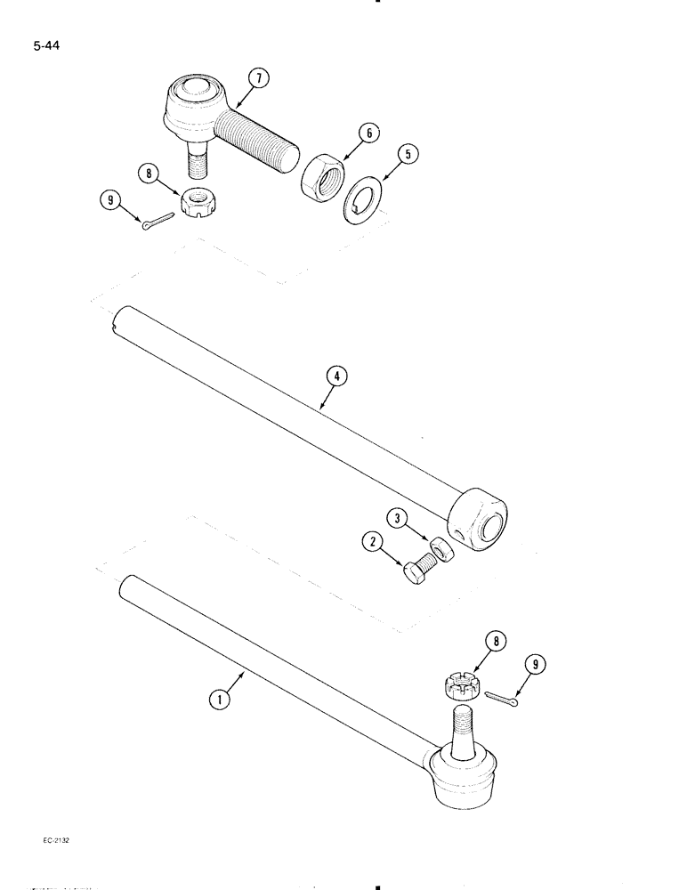 Схема запчастей Case IH 695 - (5-44[A]) - TIE RODS, ADJUSTABLE FRONT AXLES, 52" TO 82" TRACK, LOW SPINDLE, 52" TO 77" HIGH OR LOW SPINDLE (05) - STEERING