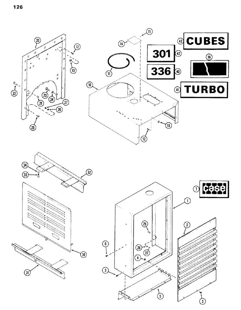 Схема запчастей Case IH 336BDT - (126) - ENCLOSURE, COMPLETE, D, E 