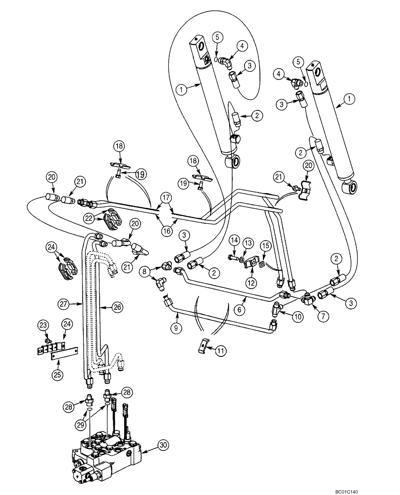 Схема запчастей Case IH 40XT - (08-02) - HYDRAULICS - LOADER BUCKET (08) - HYDRAULICS