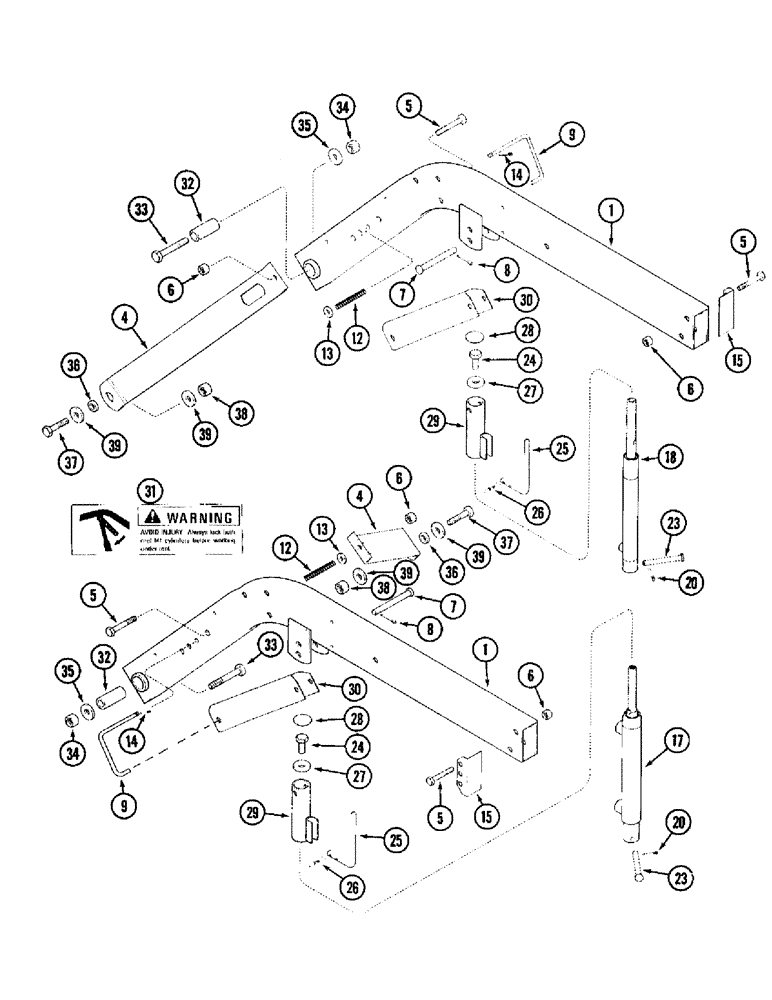 Схема запчастей Case IH 1020 - (9A-26) - REEL SUPPORT ARMS AND LIFT CYLINDERS (09) - CHASSIS/ATTACHMENTS